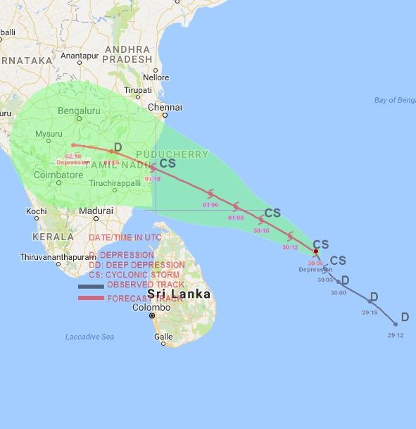 இலங்கையை நோக்கி நகர்ந்து கொண்டிருக்கும் நாடா புயல்!